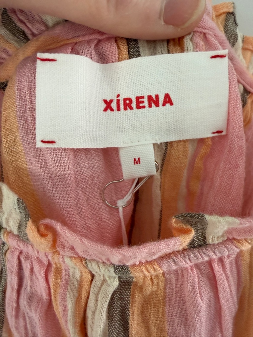 Xirena Carah Cotton Gauze Top in Pink Sunset Villa Stripe Size M New with Tags - Picture 3 of 10